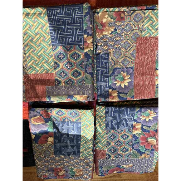 Sheridan Australia Drapes Curtains Set Of 4, Patchwork Blue Red Lined Rare50x84” - Picture 8 of 16